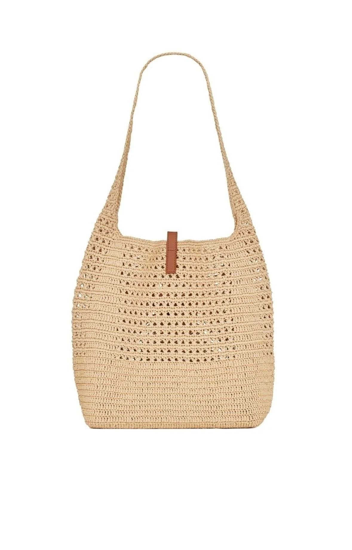 Saint Laurent Le 5 À 7 in Raffia Crochet and Smooth Leather