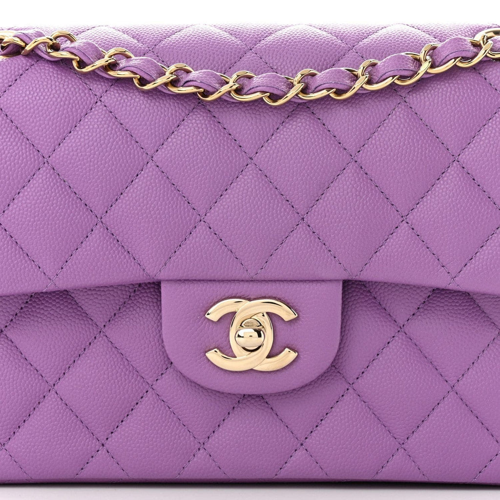 CHANEL Caviar Quilted Small Double Flap Purple