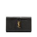 Saint Laurent Cassandra YSL Wallet on Chain in Croc Embossed Leather