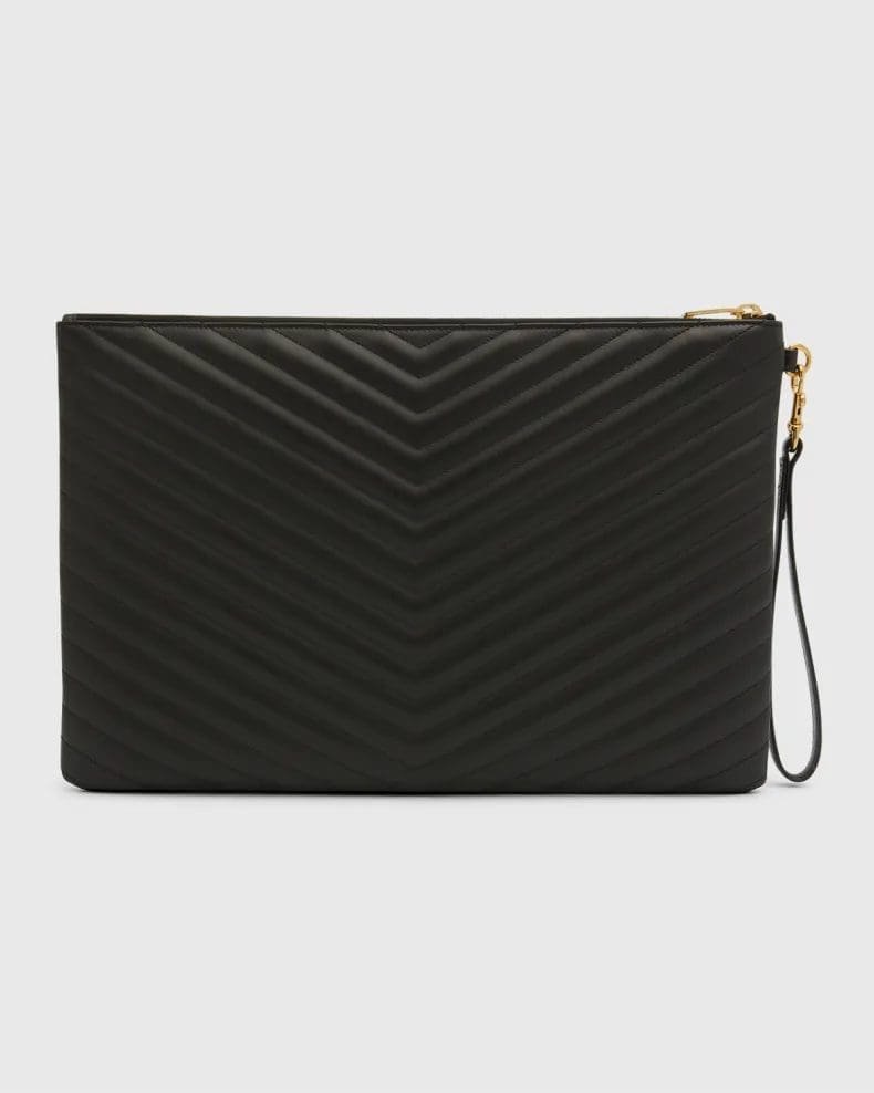 Saint Laurent YSL Monogram Large Pouch in Smooth Leather