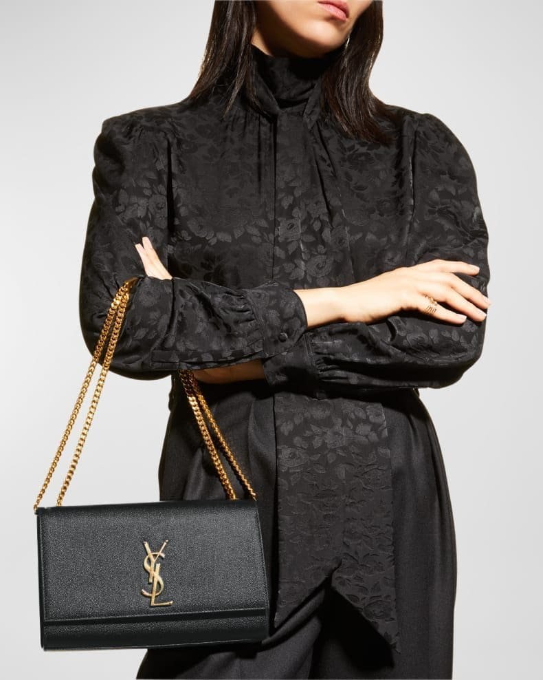 Saint Laurent Kate Medium YSL Crossbody Bag in Grained Leather