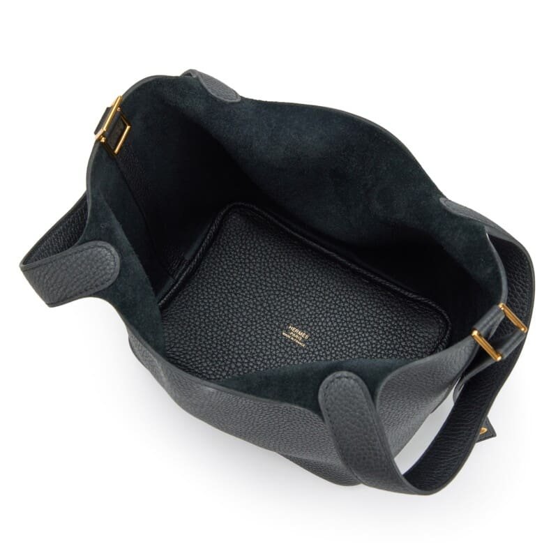Hermès Black Clemence Picotin Lock 18 Gold Hardware