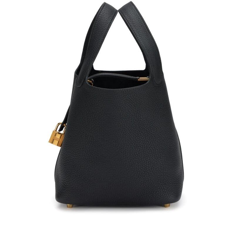 Hermès Black Clemence Picotin Lock 18 Gold Hardware