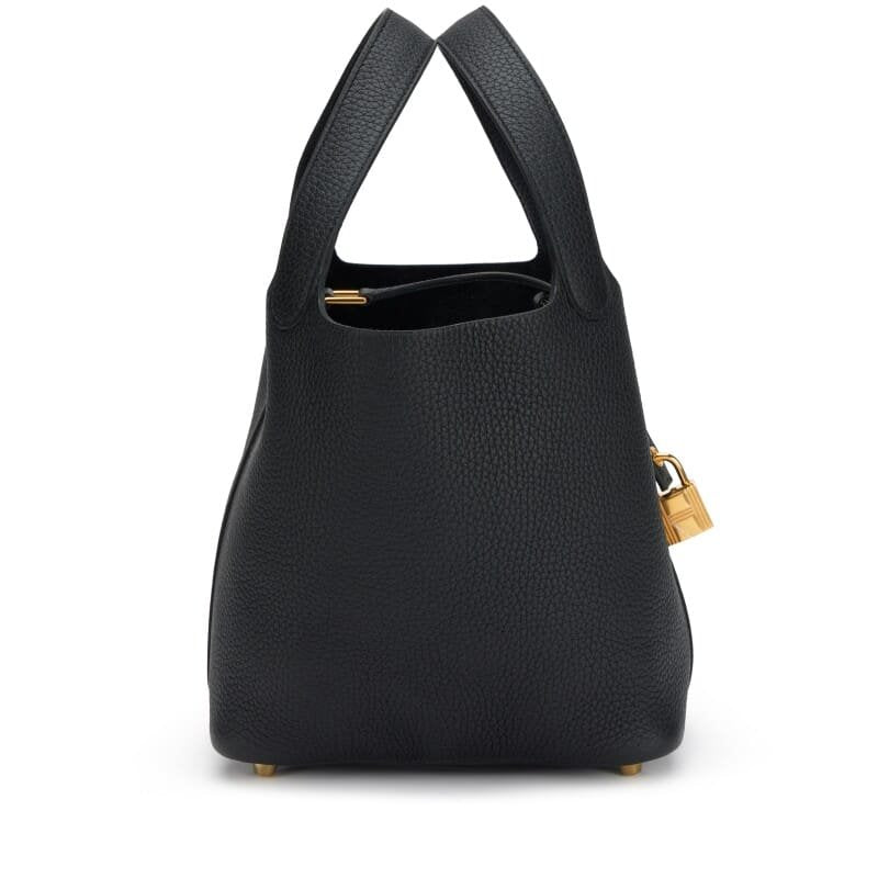 Hermès Black Clemence Picotin Lock 18 Gold Hardware