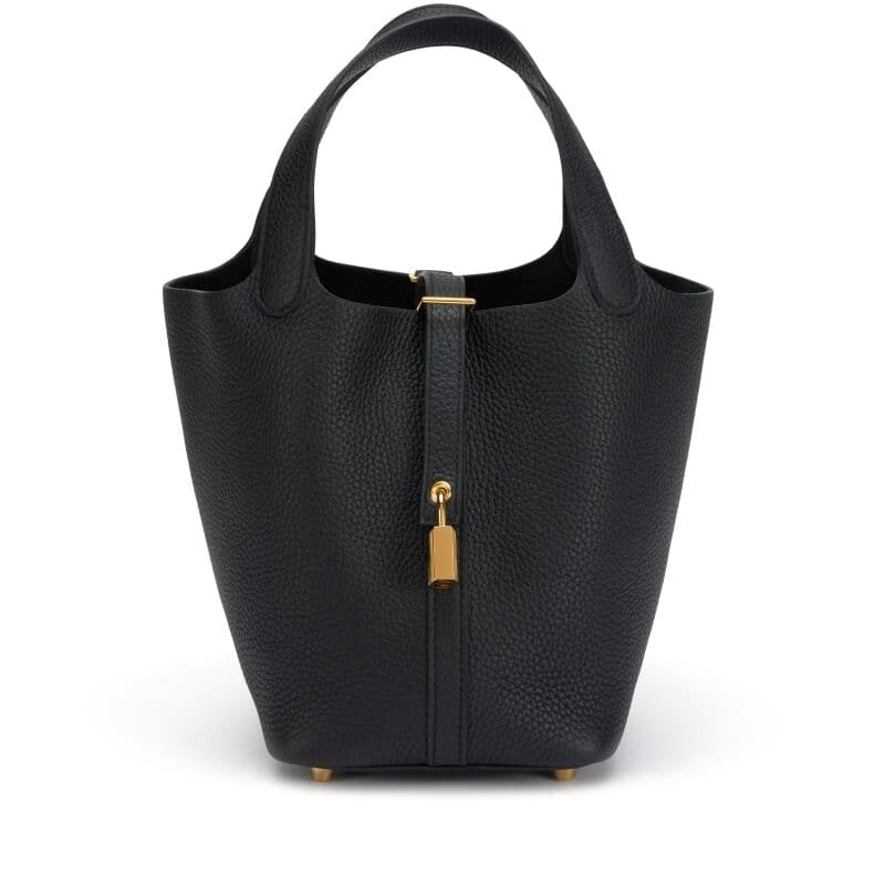 Hermès Black Clemence Picotin Lock 18 Gold Hardware