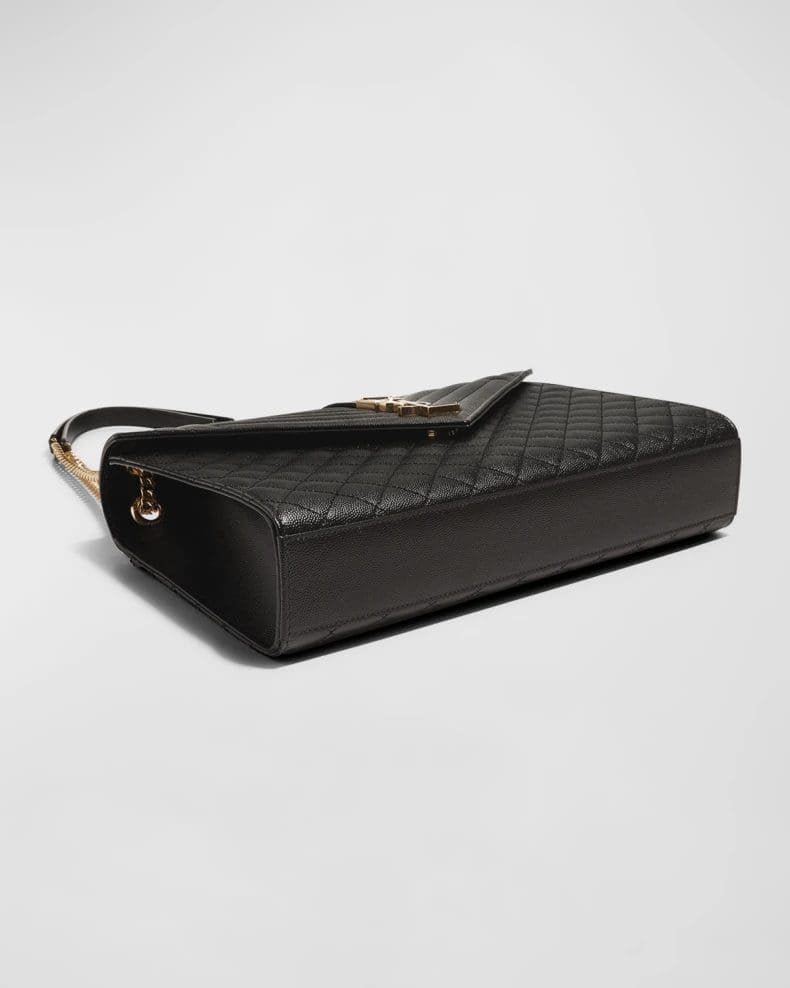 Saint Laurent Envelope Triquilt Large YSL Shoulder Bag in Grained Leather