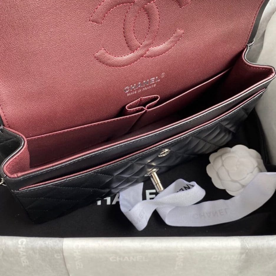 CHANEL CLASSIC HANDBAG Lambskin & Silver Metal