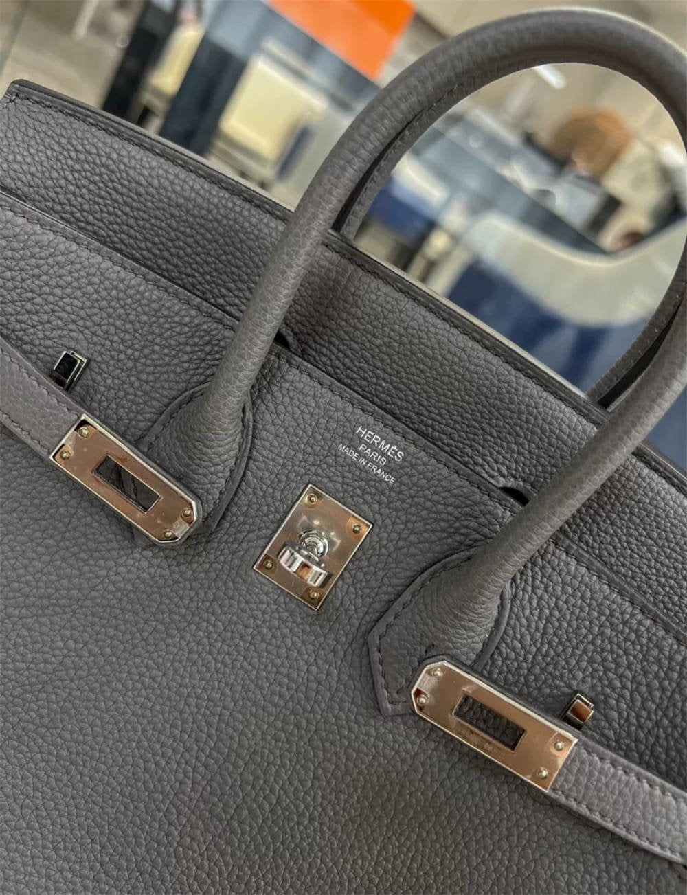 Hermès Birkin 25 Gris Meyer Togo Leather Palladium Hardware