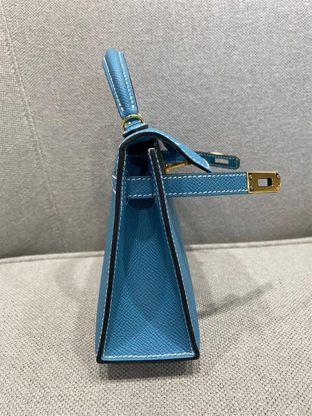 Hermès Mini Kelly Bleu Jean Epsom Gold Hardware