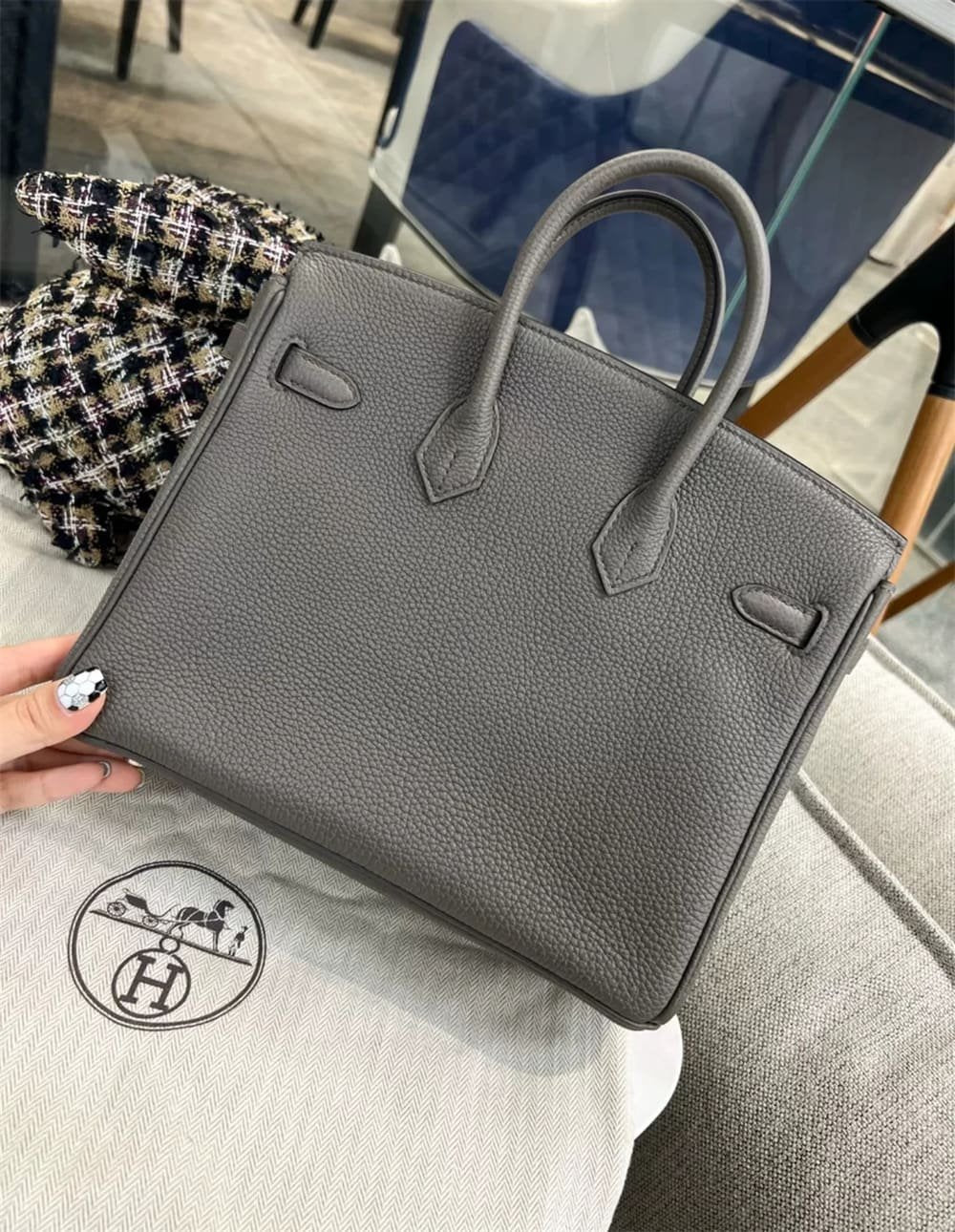 Hermès Birkin 25 Gris Meyer Togo Leather Palladium Hardware