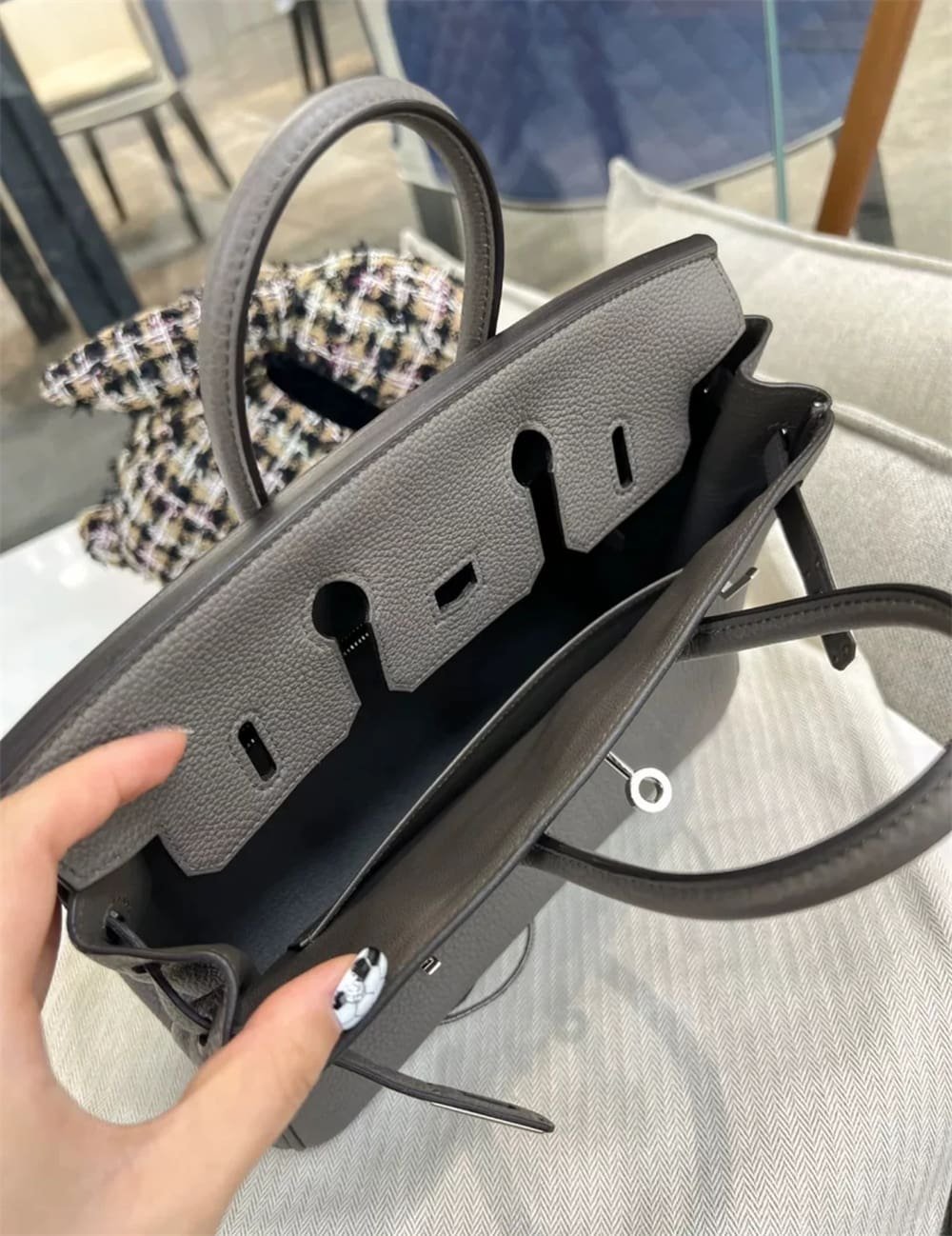 Hermès Birkin 25 Gris Meyer Togo Leather Palladium Hardware