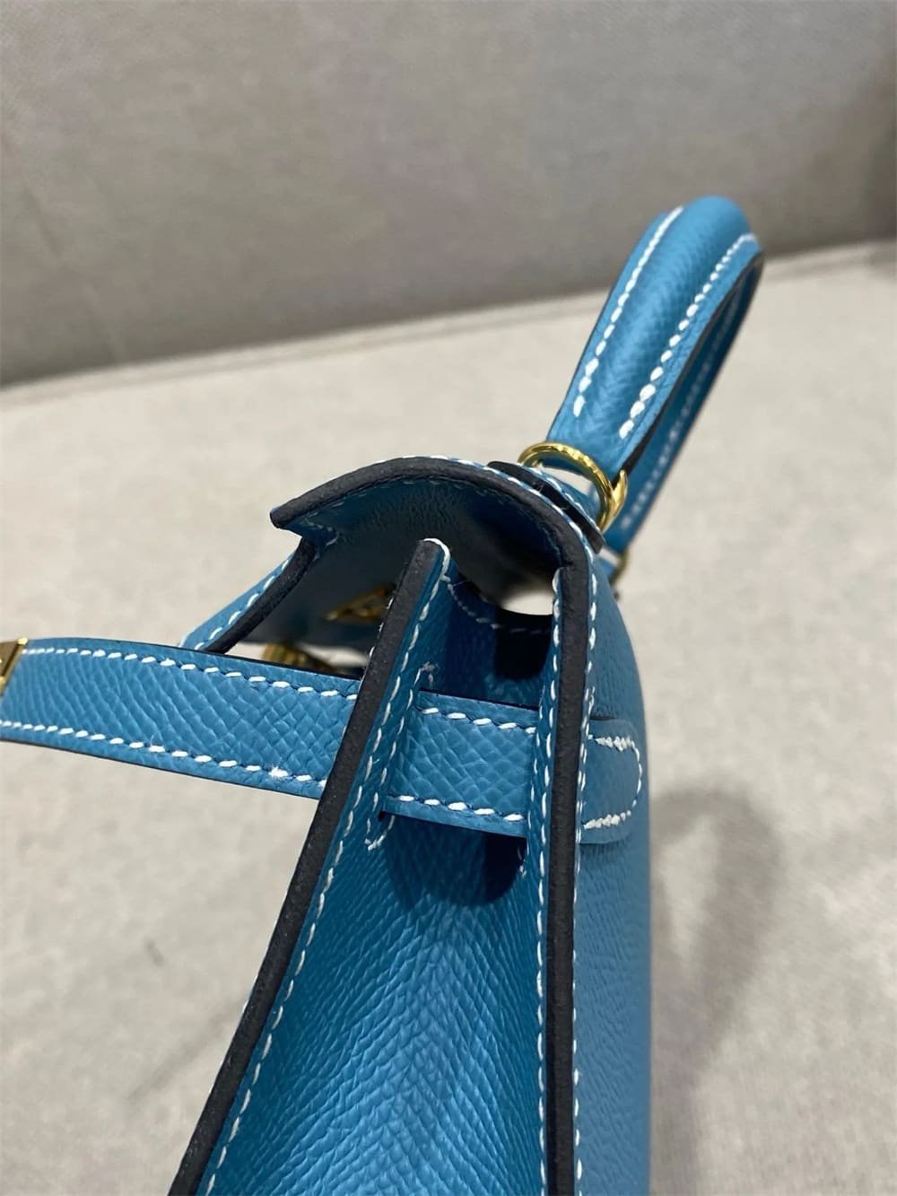 Hermès Mini Kelly Bleu Jean Epsom Gold Hardware