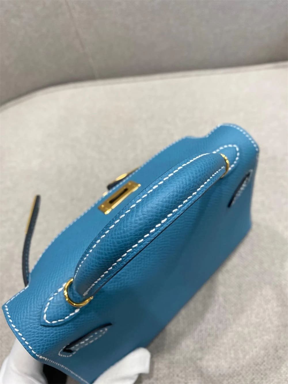 Hermès Mini Kelly Bleu Jean Epsom Gold Hardware