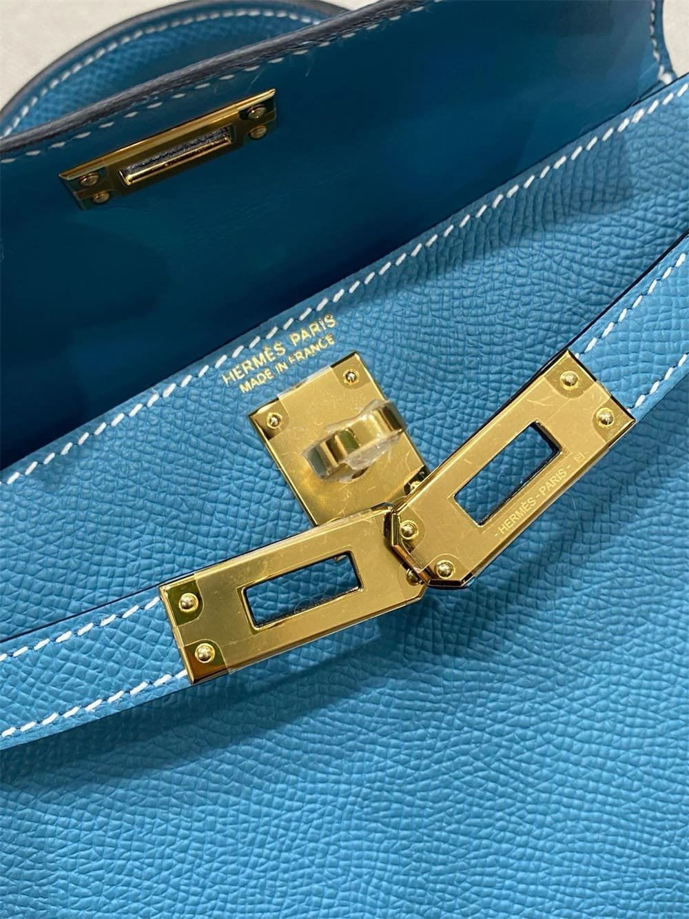 Hermès Mini Kelly Bleu Jean Epsom Gold Hardware