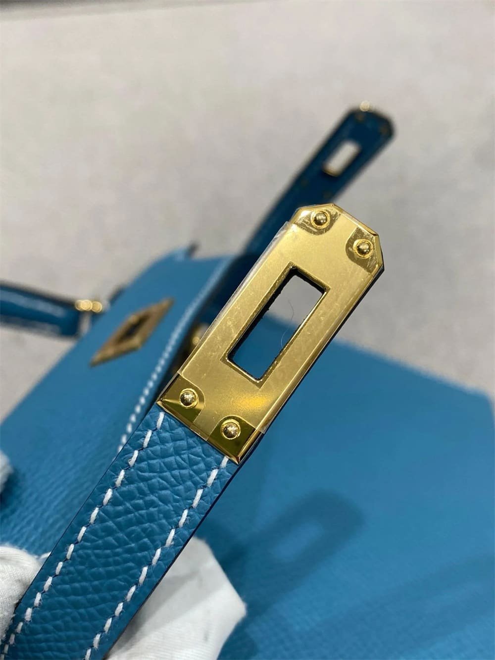 Hermès Mini Kelly Bleu Jean Epsom Gold Hardware