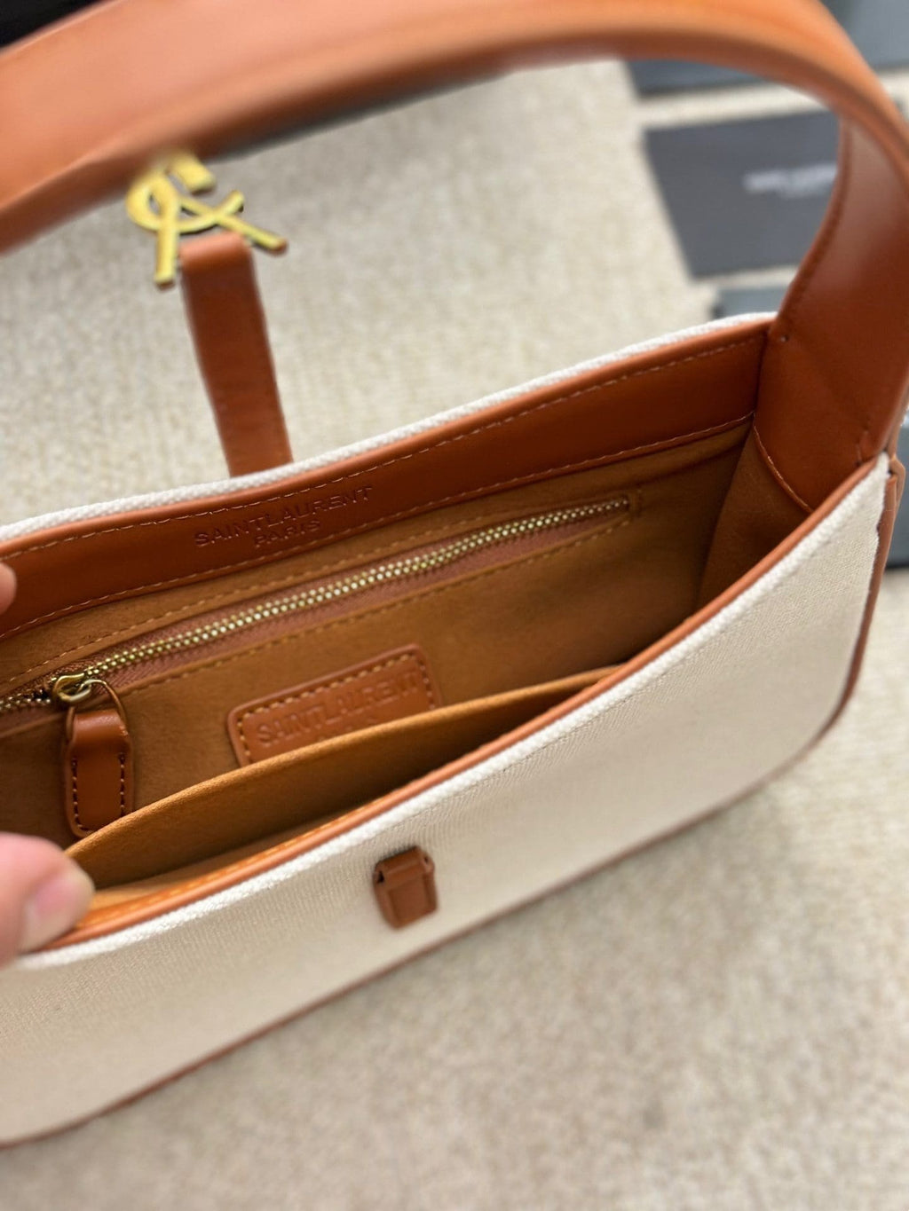 SAINT LAURENT LE 5 À 7 IN CANVAS AND LEATHER