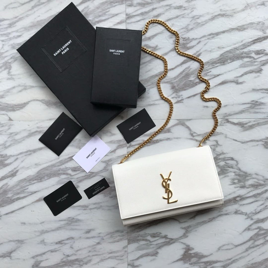 Saint Laurent  kate medium in grain de poudre embossed leather