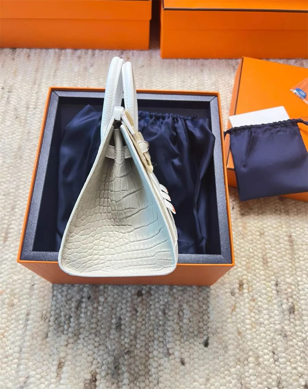 Hermès Sac Faubourg Neige Birkin Sellier 20 Matte Alligator Palladium Hardware