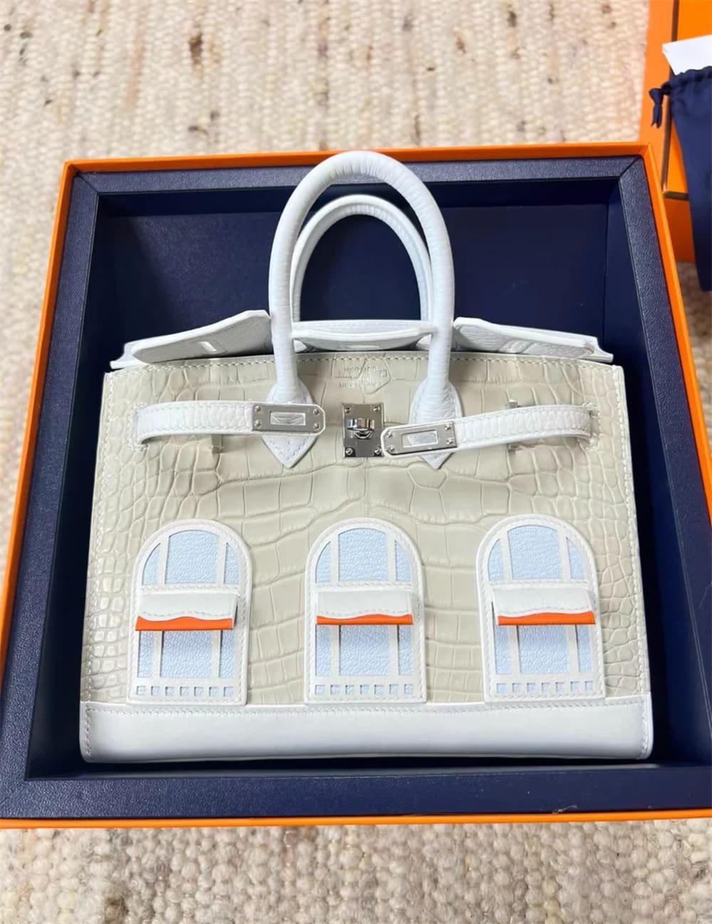 Hermès Sac Faubourg Neige Birkin Sellier 20 Matte Alligator Palladium Hardware