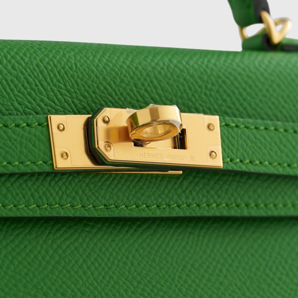 Hermès Kelly Mini Epsom Vert Yucca Sellier Gold Hardware