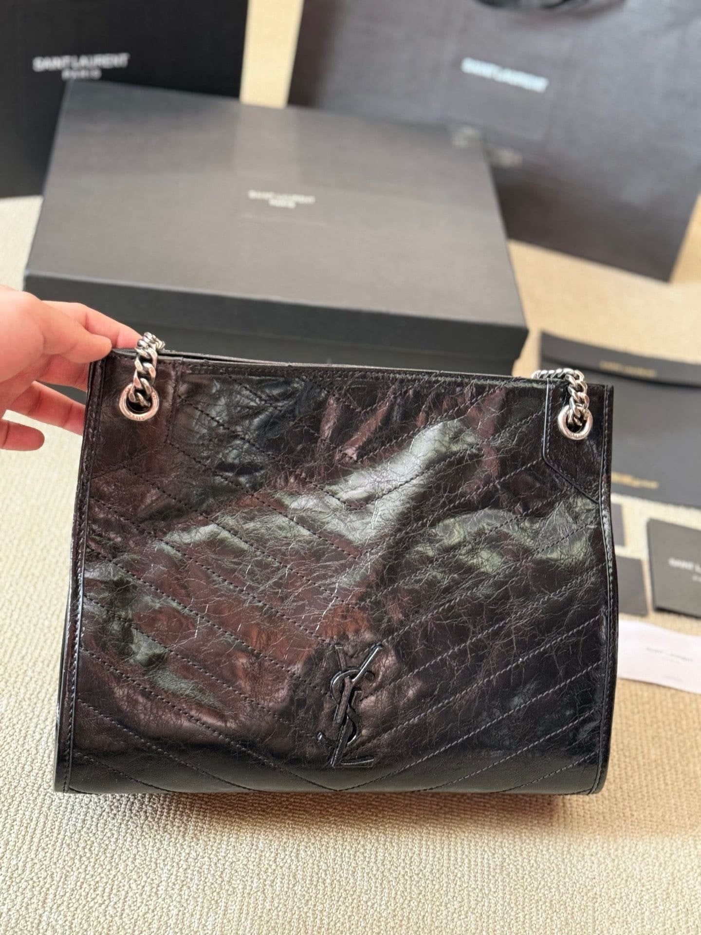 Saint Laurent NIKI SHOPPING IN VINTAGE LEATHER