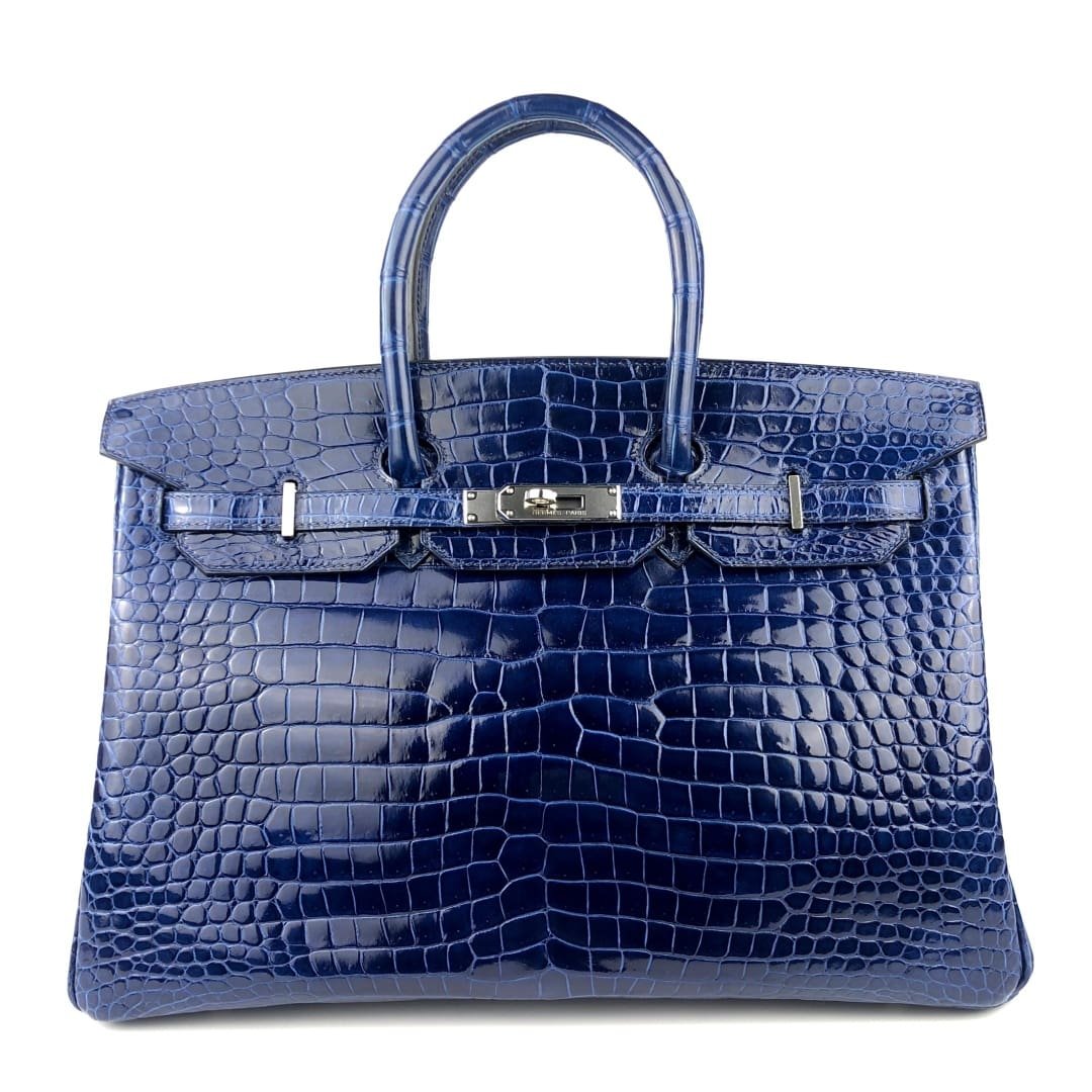 Hermès Birkin 25 Shiny Nilo Blue Sapphire Palladium Hardware