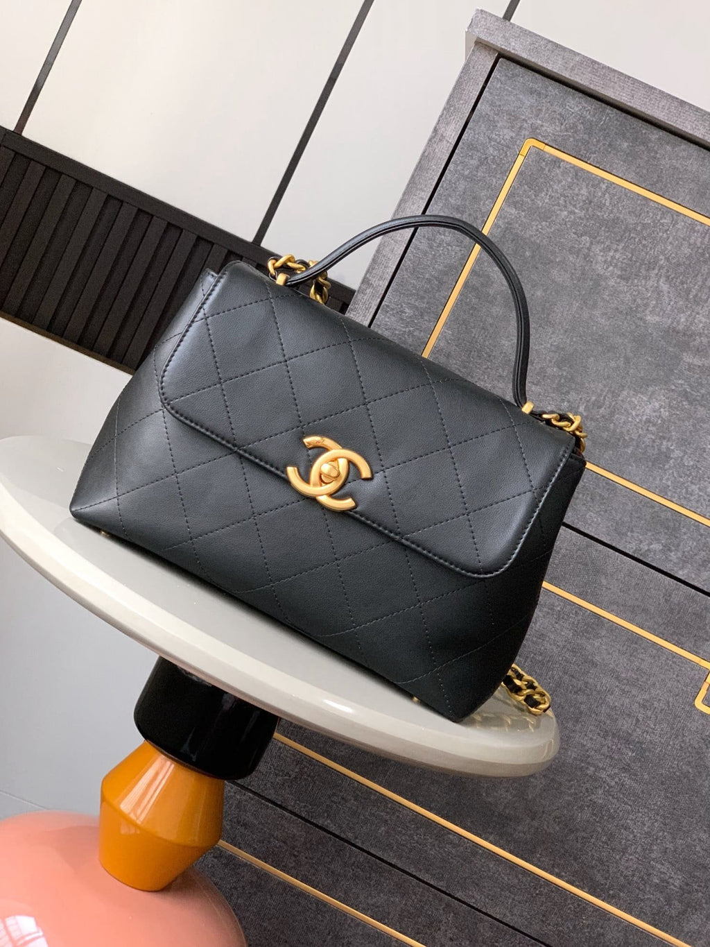 CHANEL LARGE FLAP BAG WITH TOP HANDLE