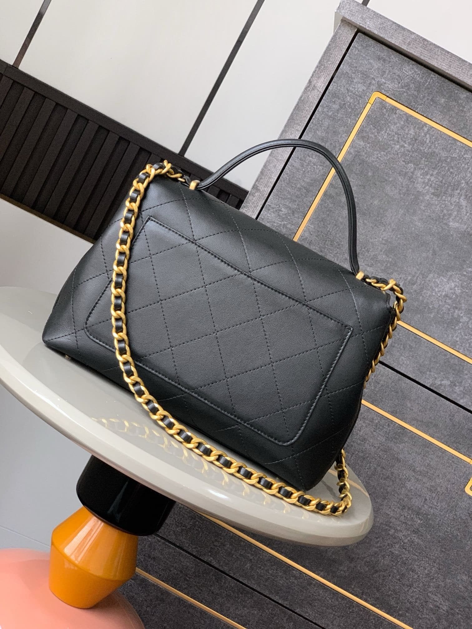 CHANEL LARGE FLAP BAG WITH TOP HANDLE