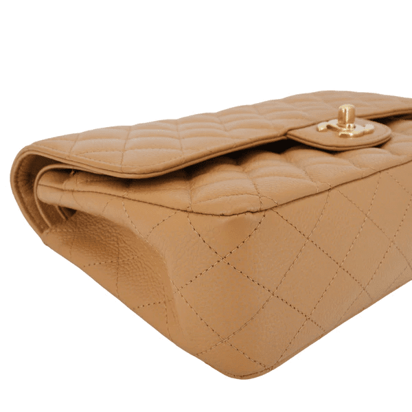 CHANEL Dark Beige Caviar Medium Classic Double Flap Bag