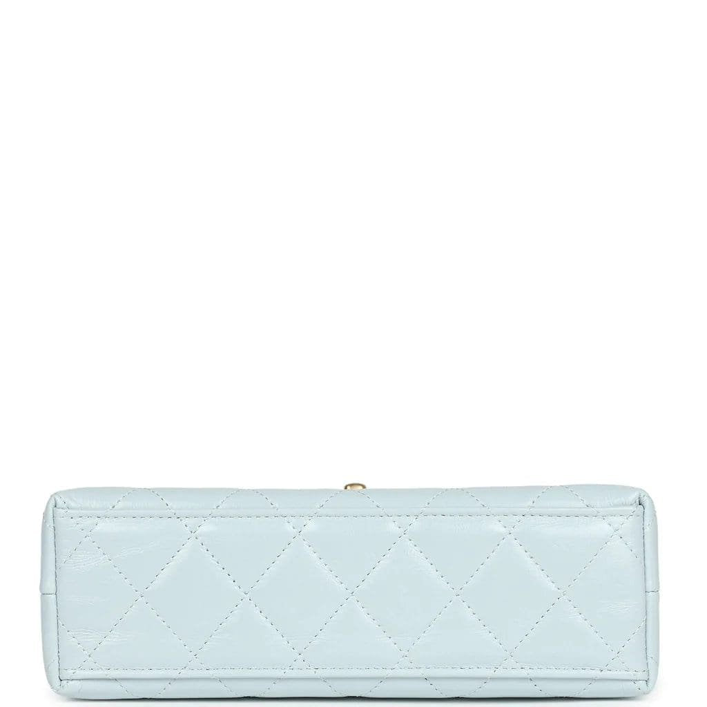 Chanel Small Kelly Shopper Light Blue Shiny Aged Calfskin Brushed Gold Hardware