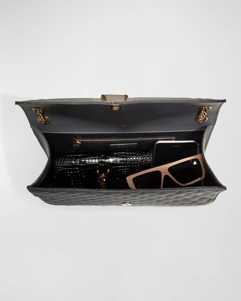 Saint Laurent Envelope Triquilt Large YSL Shoulder Bag in Grained Leather