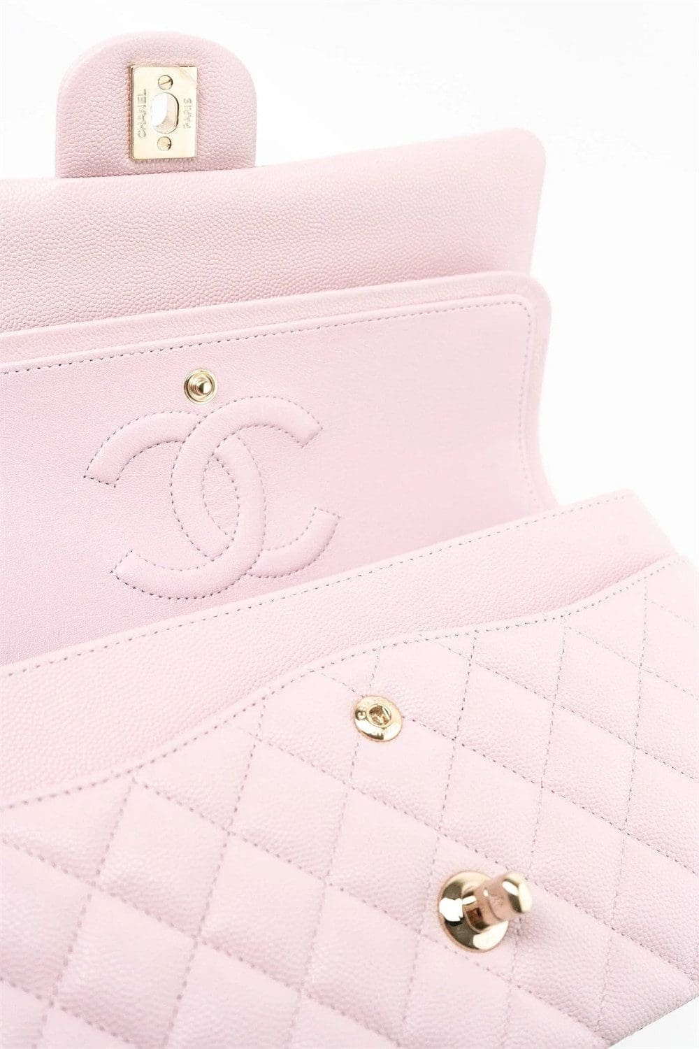 Chanel Medium Classic Double Flap Light Pink Caviar Light Gold Hardware