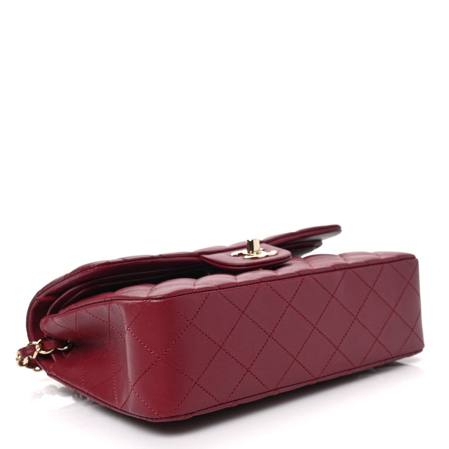 CHANEL Lambskin Quilted Medium Double Flap Burgundy