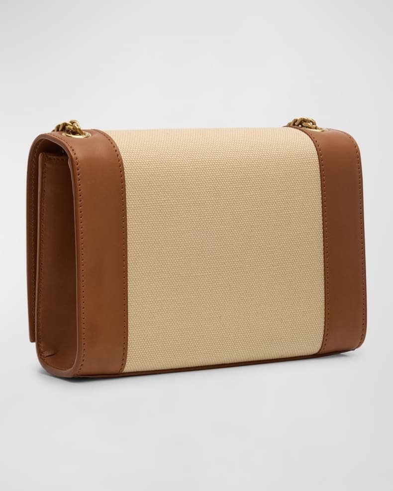 Saint Laurent Kate Small YSL Wallet on Chain in Linen and Leather