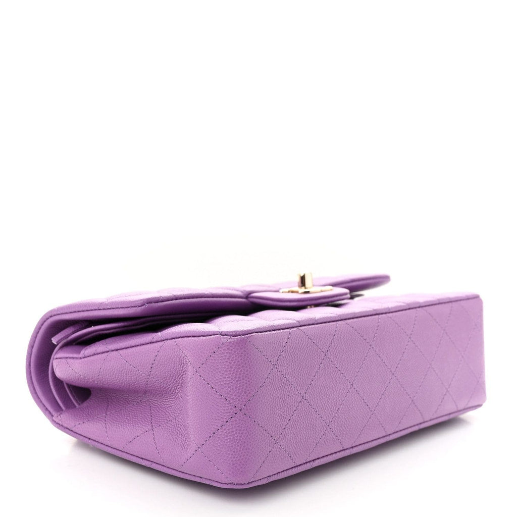 CHANEL Caviar Quilted Small Double Flap Purple