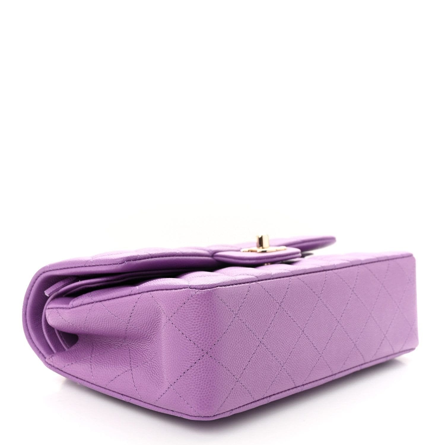 CHANEL Caviar Quilted Small Double Flap Purple