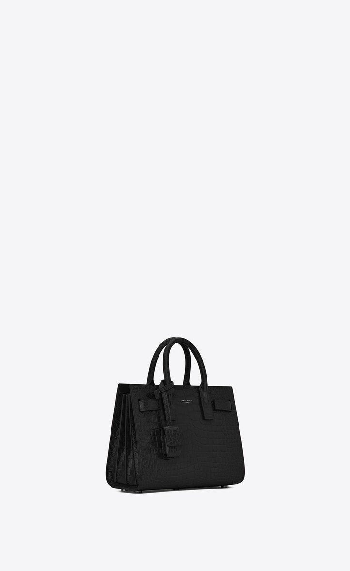 Saint Laurent SAC DE JOUR NANO CROCODILE-EMBOSSED LEATHER BAG