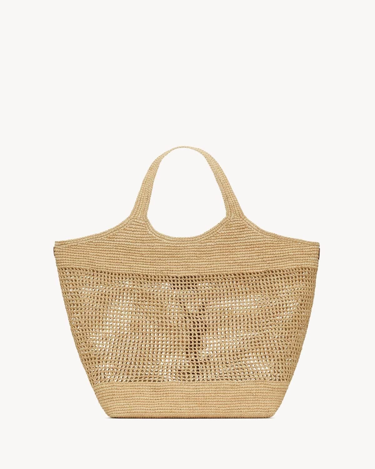 SAINT LAURENT ICARE IN RAFFIA NATUREL AND BROWN GOLD