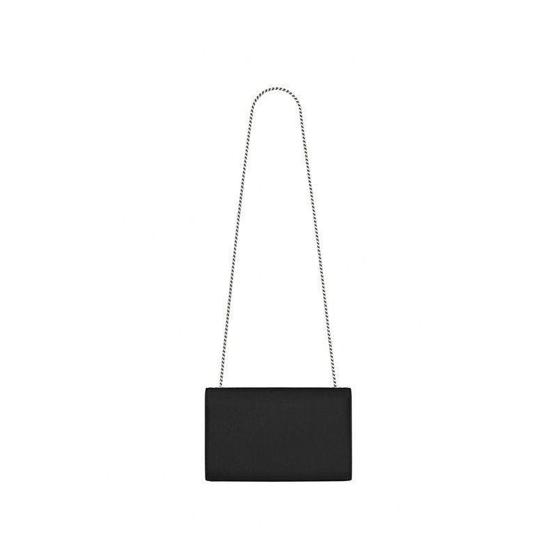 Saint Laurent Large Kate Chain Bag In Black Textured Leather