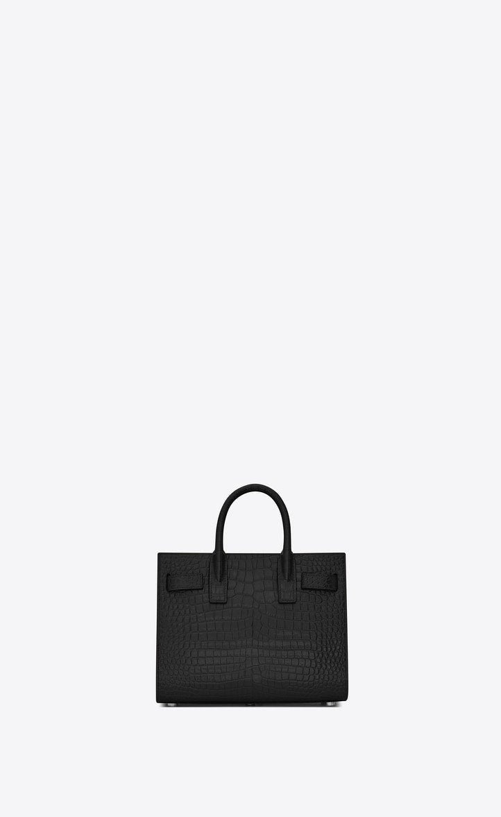 Saint Laurent SAC DE JOUR NANO CROCODILE-EMBOSSED LEATHER BAG