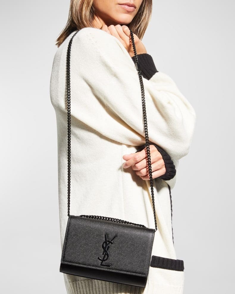 Saint Laurent Kate Small YSL Crossbody Bag in Grained Leather