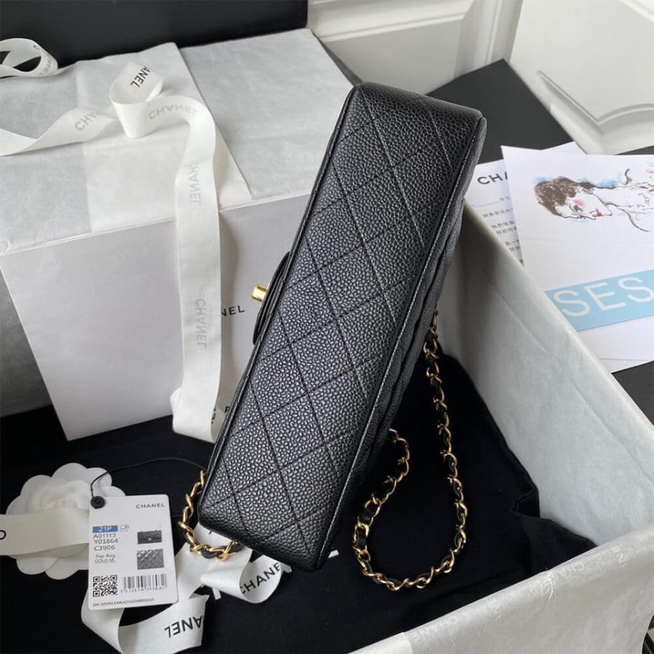 CHANEL SMALL CLASSIC HANDBAG Grained Calfskin & Gold Metal (top quality)