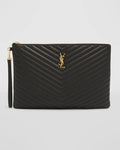 Saint Laurent YSL Monogram Large Pouch in Smooth Leather