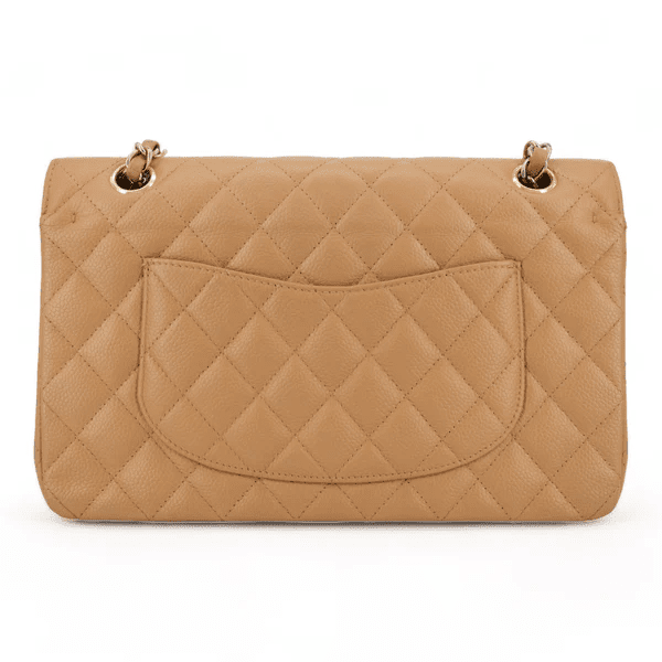 CHANEL Dark Beige Caviar Medium Classic Double Flap Bag