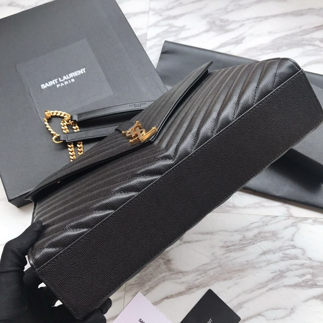 Saint Laurent Envelope Large Bag In Quilted Grain De Poudre Embo