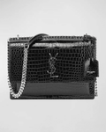 Saint Laurent Sunset Medium In Crocodile Embossed Shiny Leather