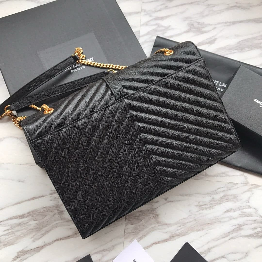 Saint Laurent Envelope Large Bag In Quilted Grain De Poudre Embo