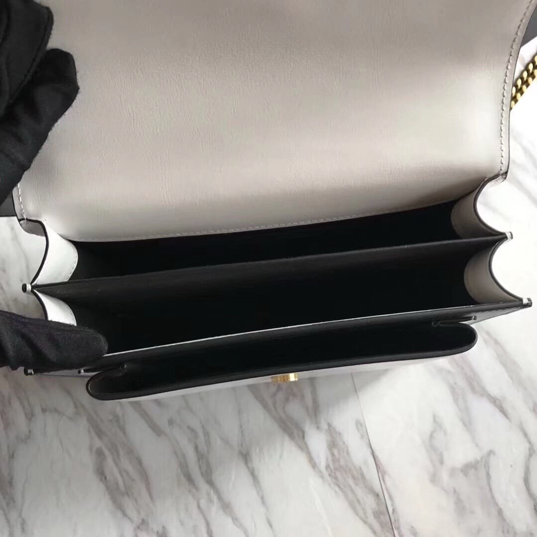 Saint Laurent  Calfskin Bi-Color Medium Monogram Sunset Black Pearl White