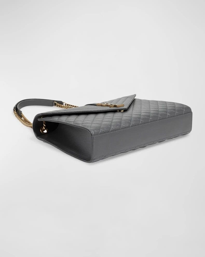 Saint Laurent Envelope Triquilt Large YSL Shoulder Bag in Grained Leather