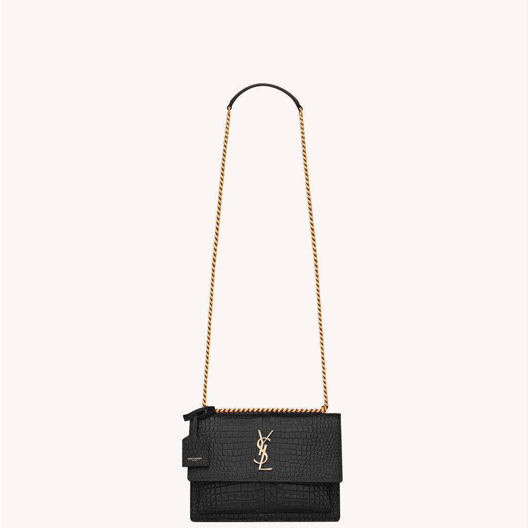 Saint Laurent SUNSET MEDIUM IN CROCODILE-EMBOSSED LEATHER